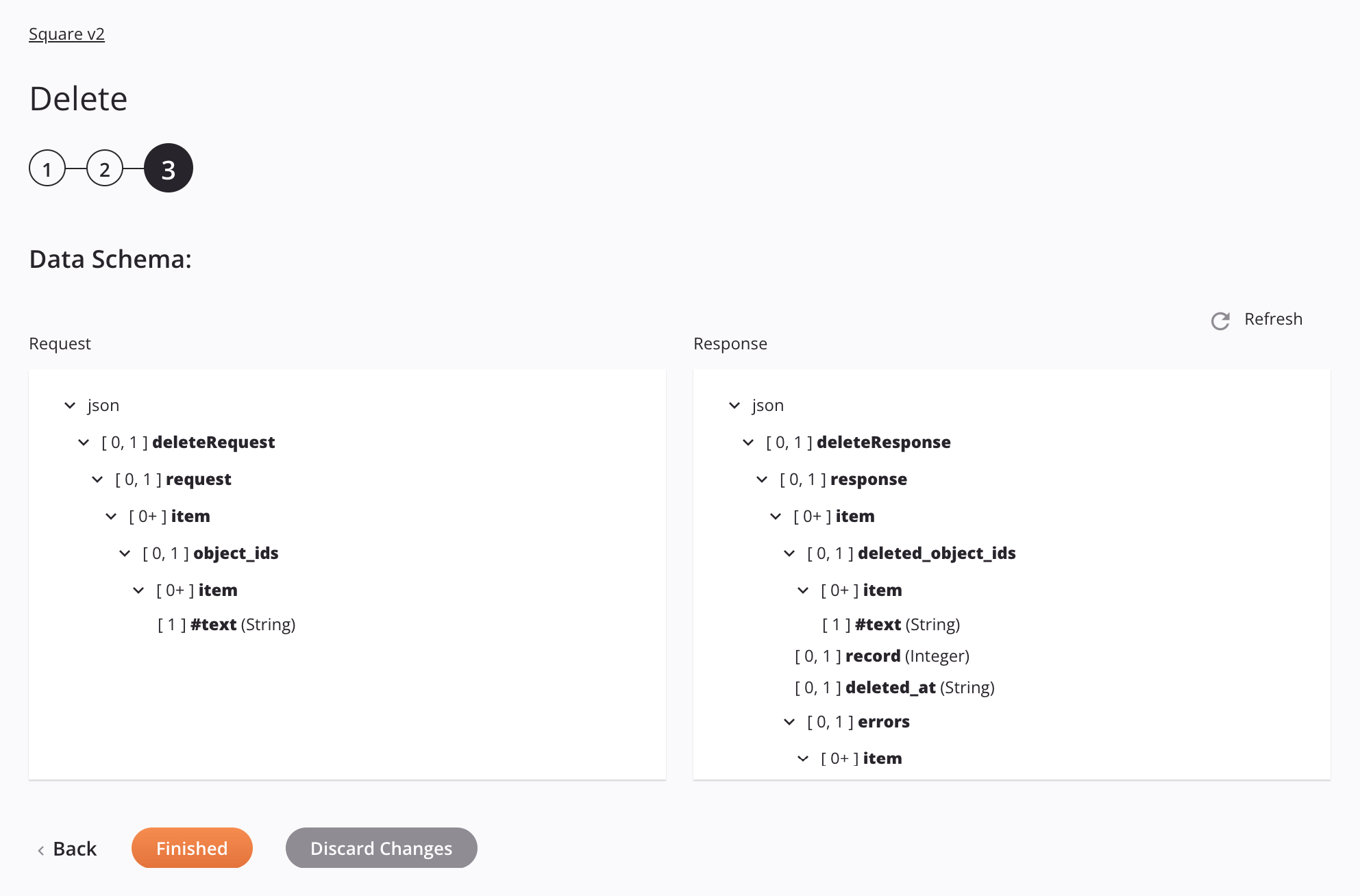 Paso 3 de configuración de actividad de eliminación de Square v2