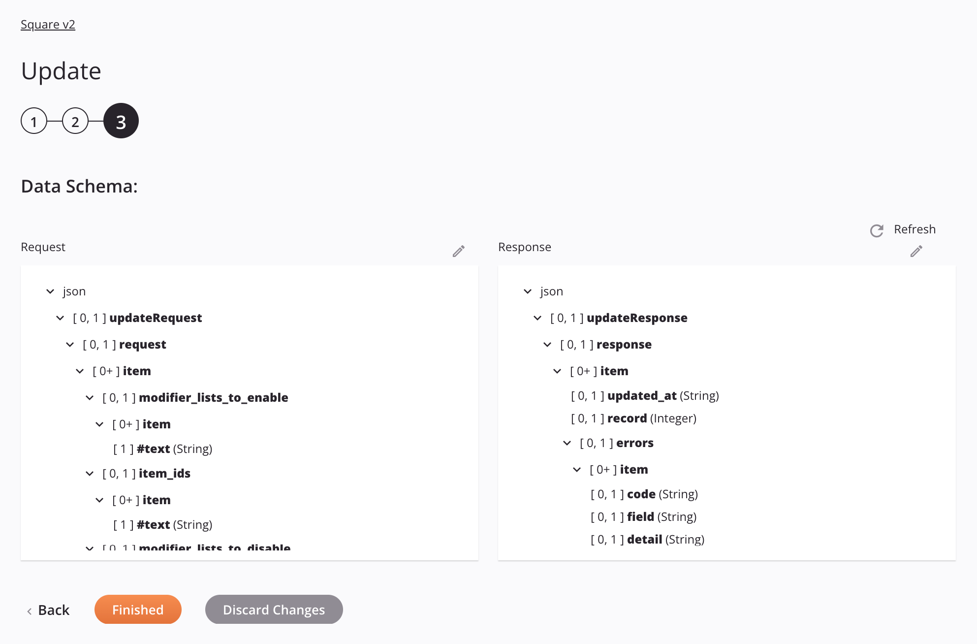 Square v2 Update activity configuration step 3