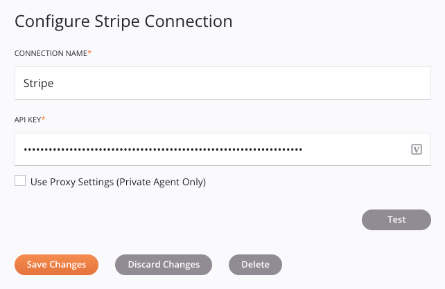 Configuração de conexão Stripe