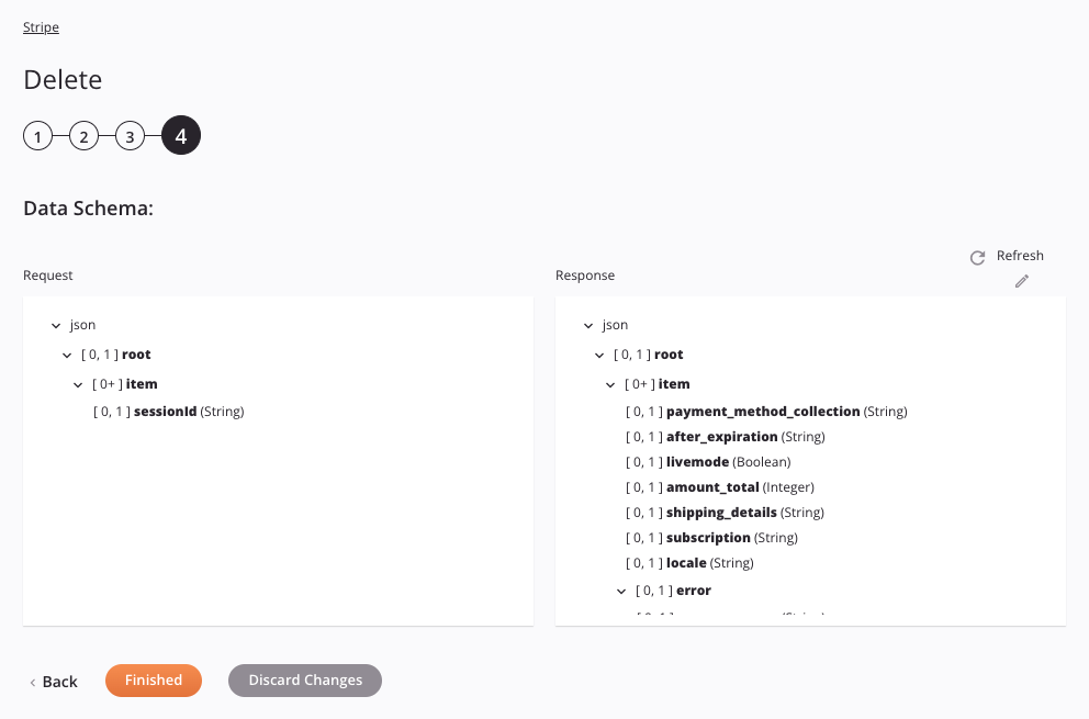 Paso 4 de configuración de actividad de eliminación de Stripe