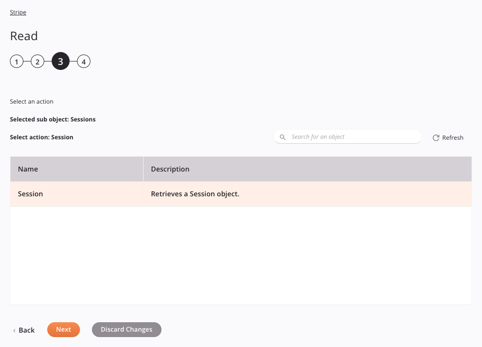 Stripe Read activity configuration step 3