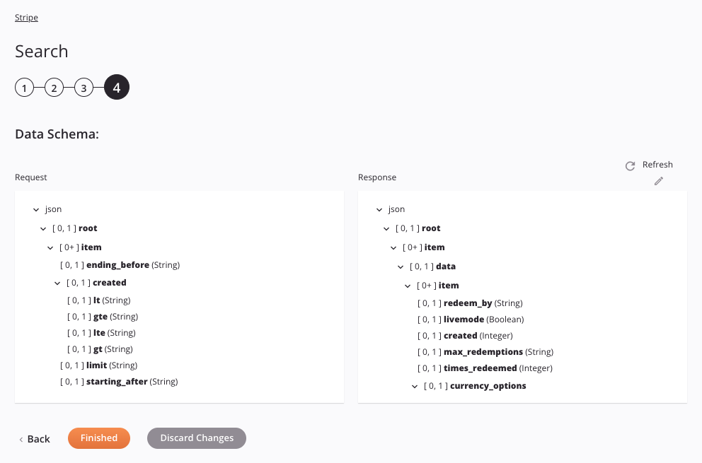 Paso 4 de configuración de la actividad de búsqueda de Stripe