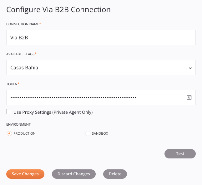 Via B2B connection configuration