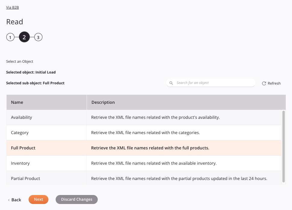 Via B2B Read activity configuration step 2