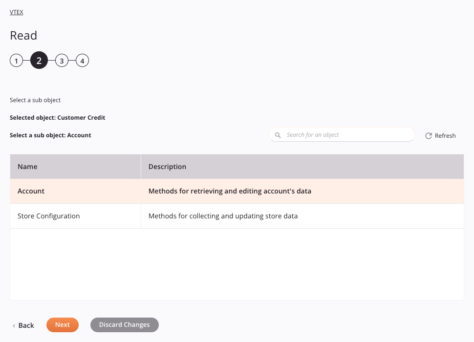 VTEX Read activity configuration step 2