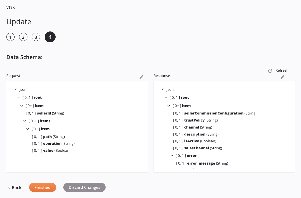 Configuración de la actividad de actualización de VTEX Paso 4