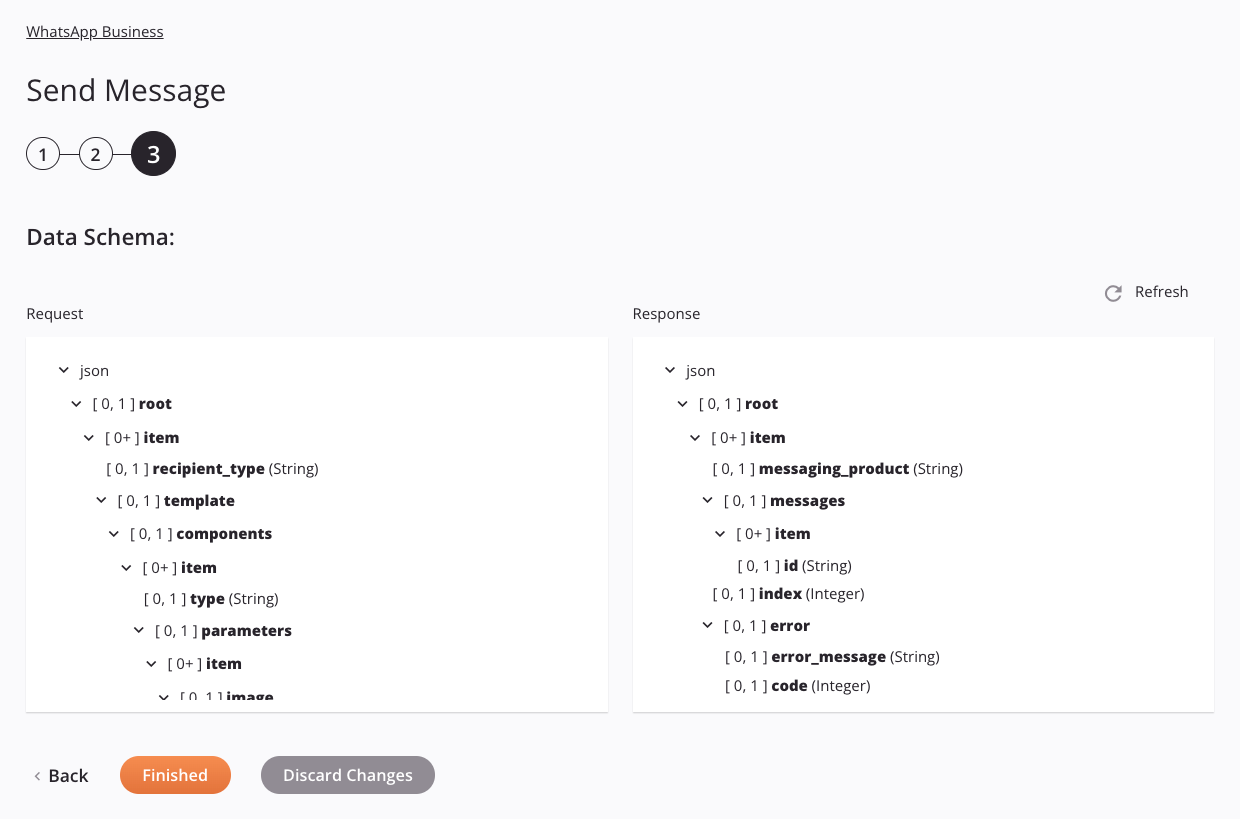 WhatsApp Business Send Message activity configuration step 3