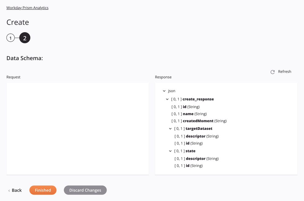 Workday Prism Analytics Criar configuração de atividade, etapa 2