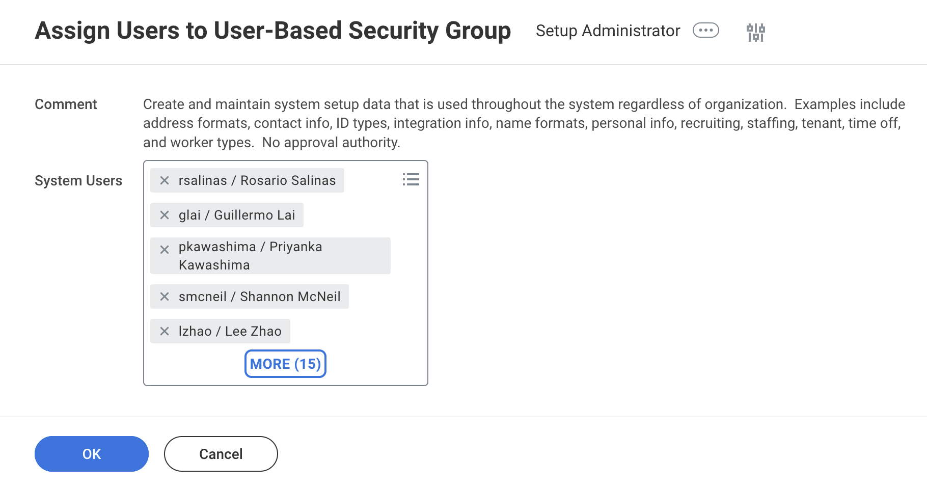 asignar isu al grupo de seguridad