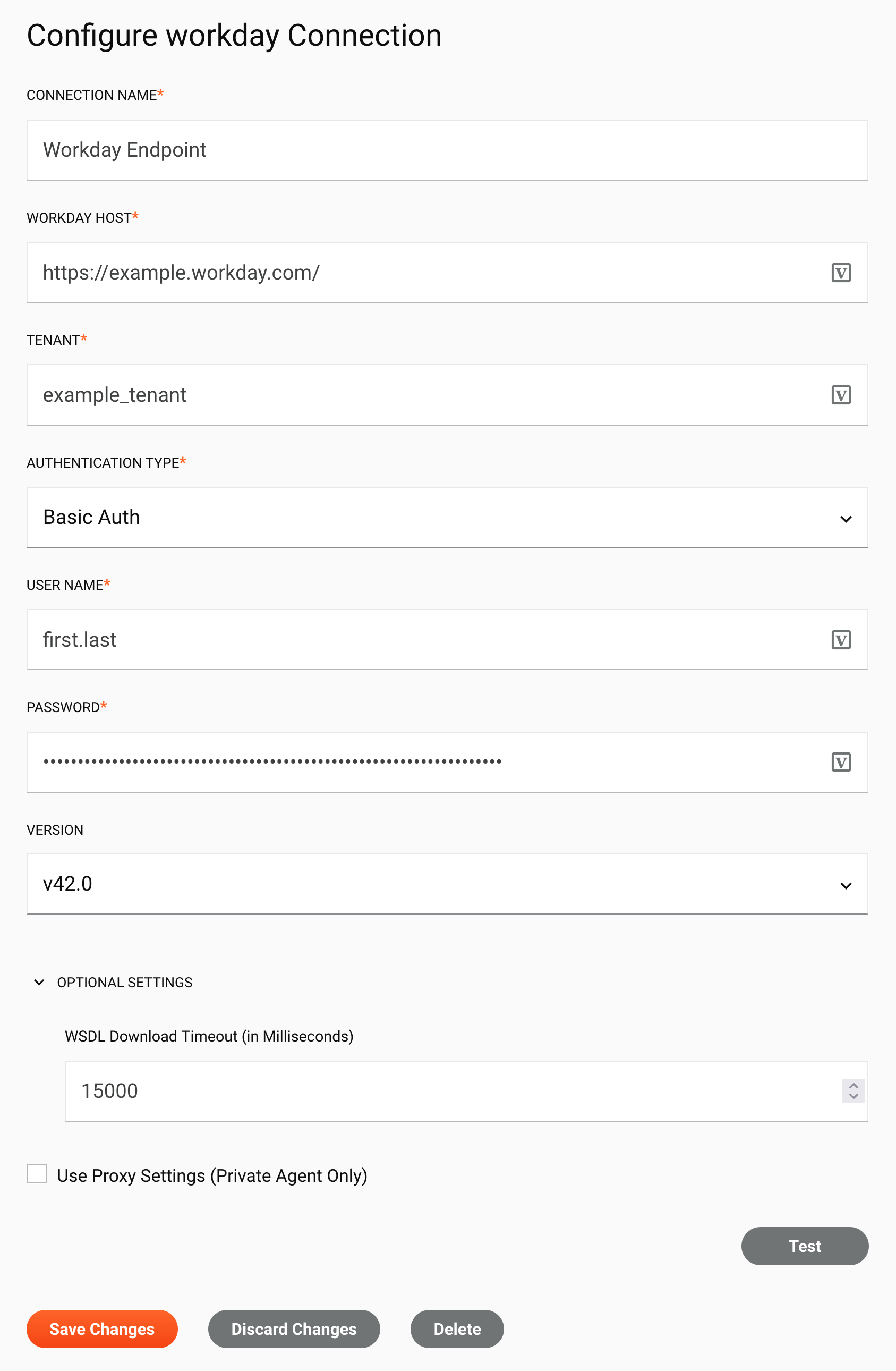 Workday connection configuration