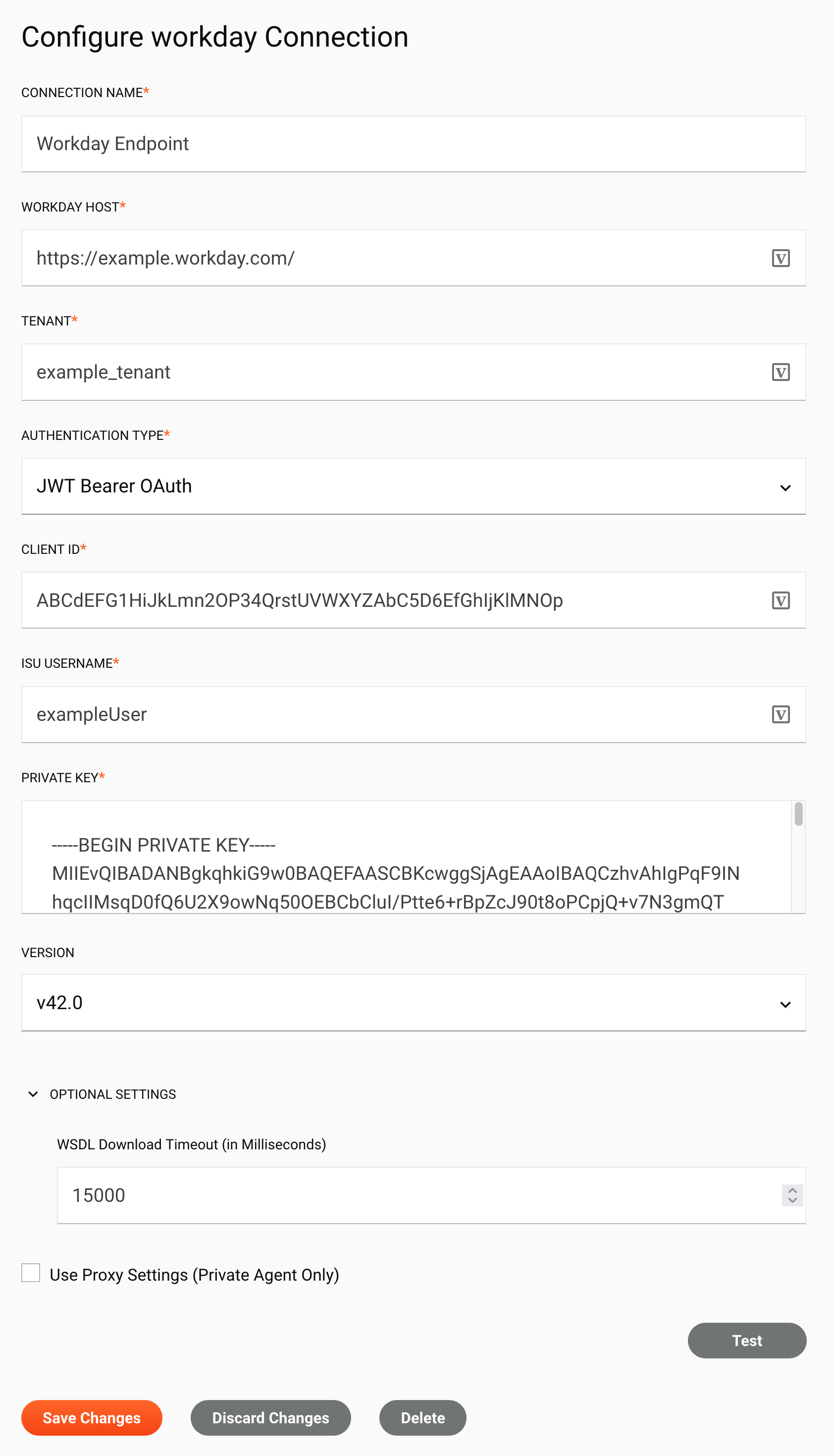 Workday connection configuration