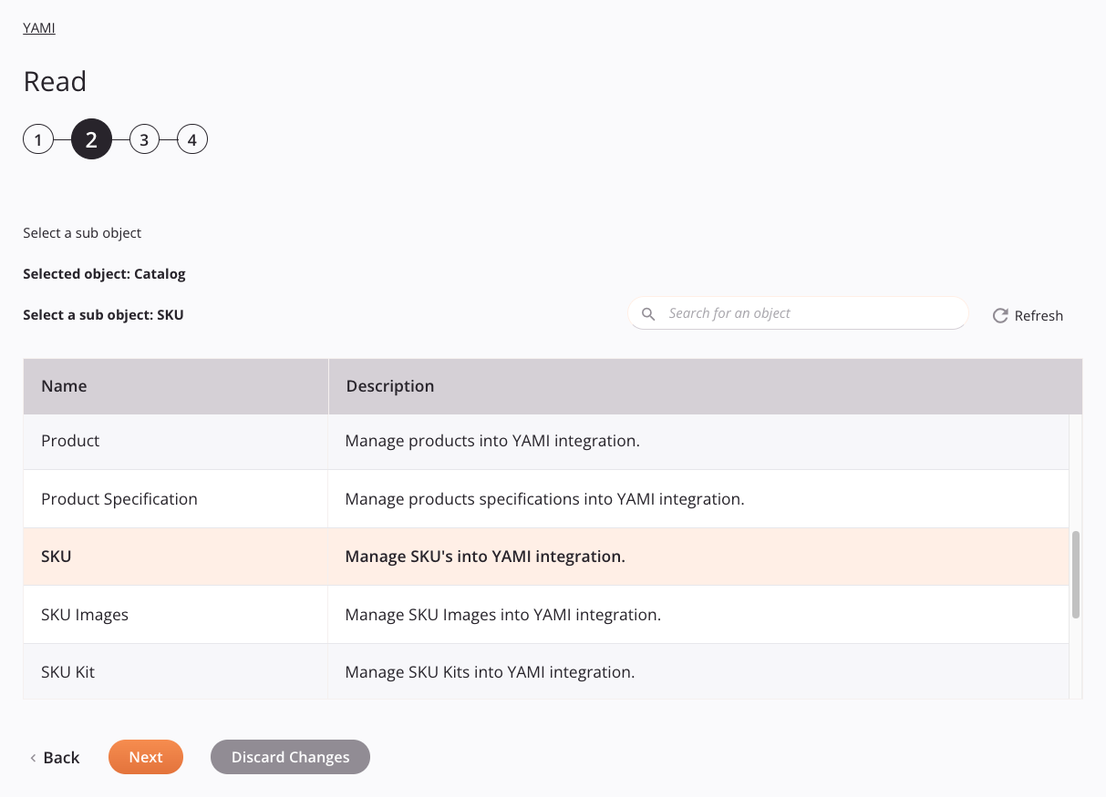 YAMI Read activity configuration step 2