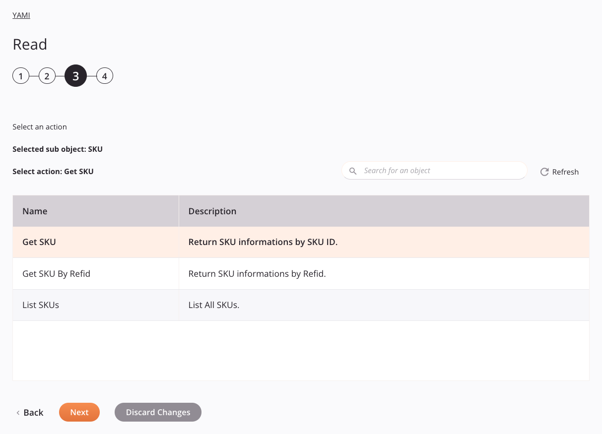 YAMI Read activity configuration step 3