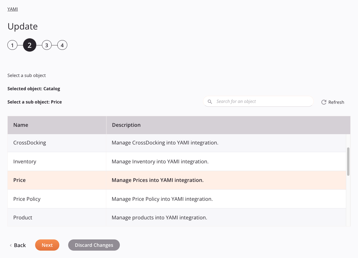 YAMI Update activity configuration step 2