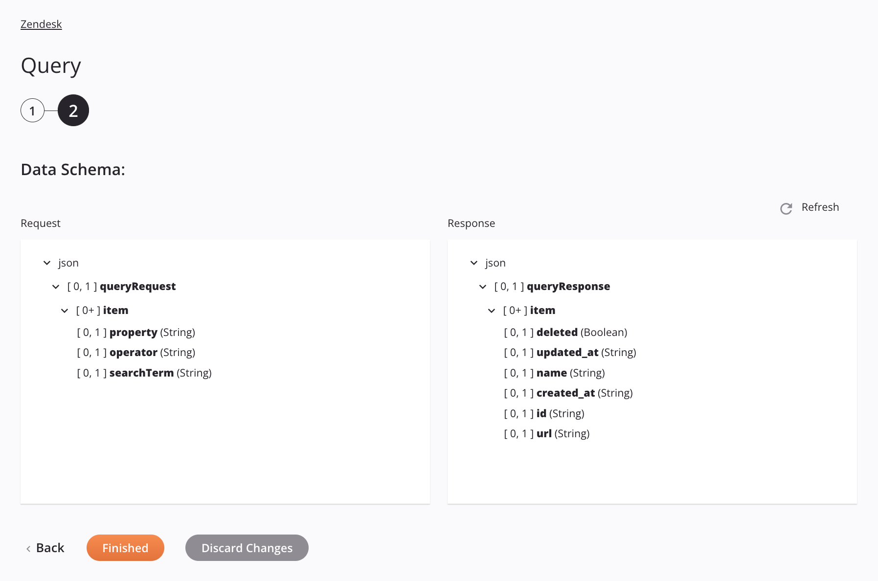 Zendesk Query activity configuration step 2