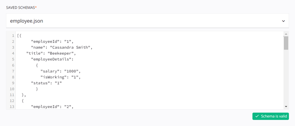 FTP read provide response schema saved schemas