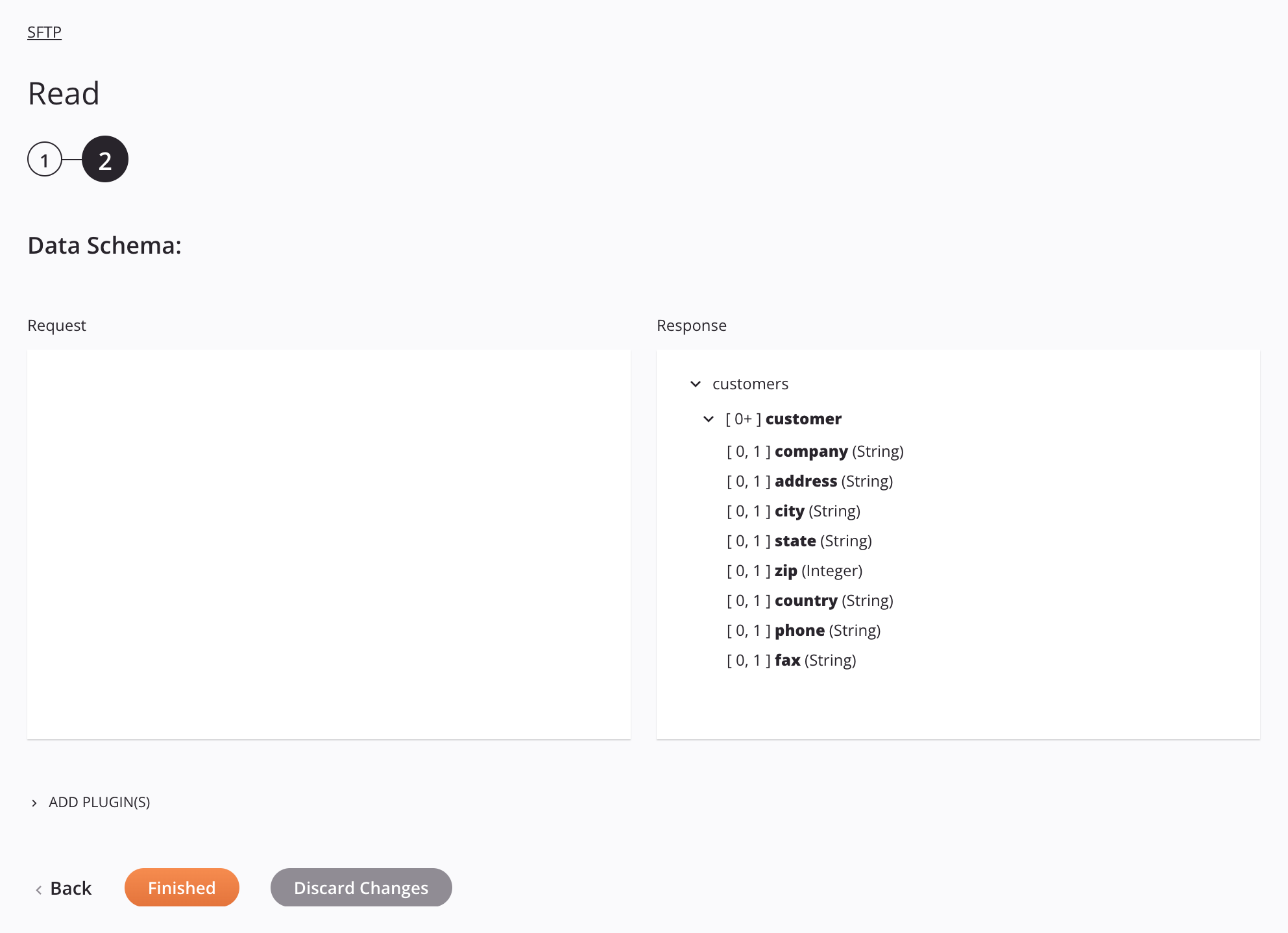 FTP read step 2 data schema