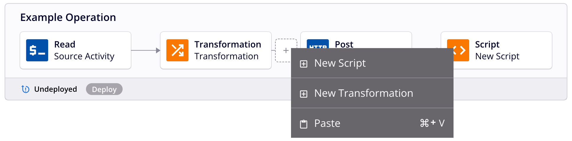 drop zone component actions menu