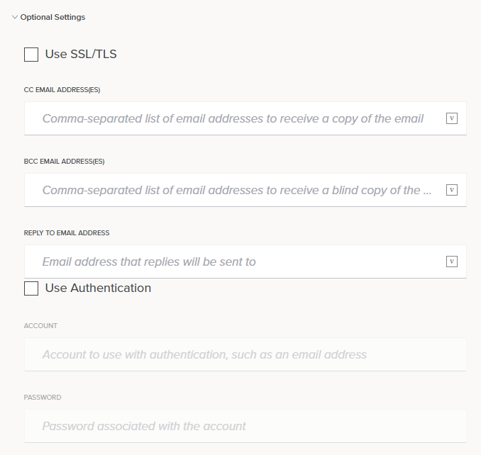 configuración opcional del correo