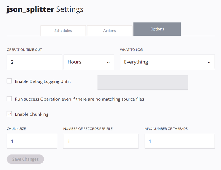 options JSON splitter