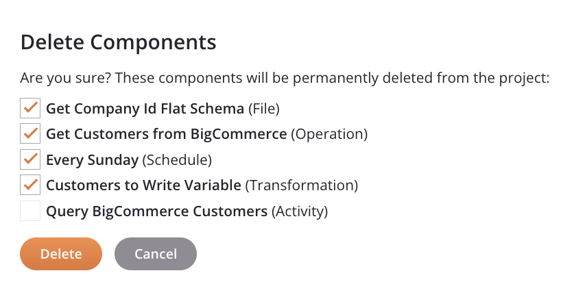 delete components