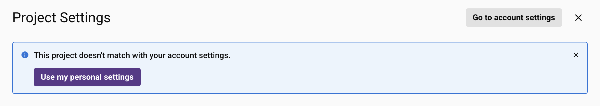 edit project settings based on account settings