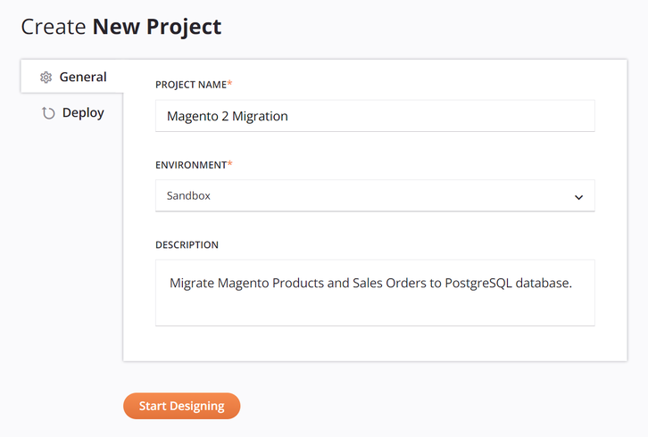 proyecto nuevo general comienza a diseñar