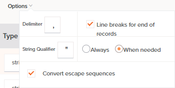 flat character delimited options