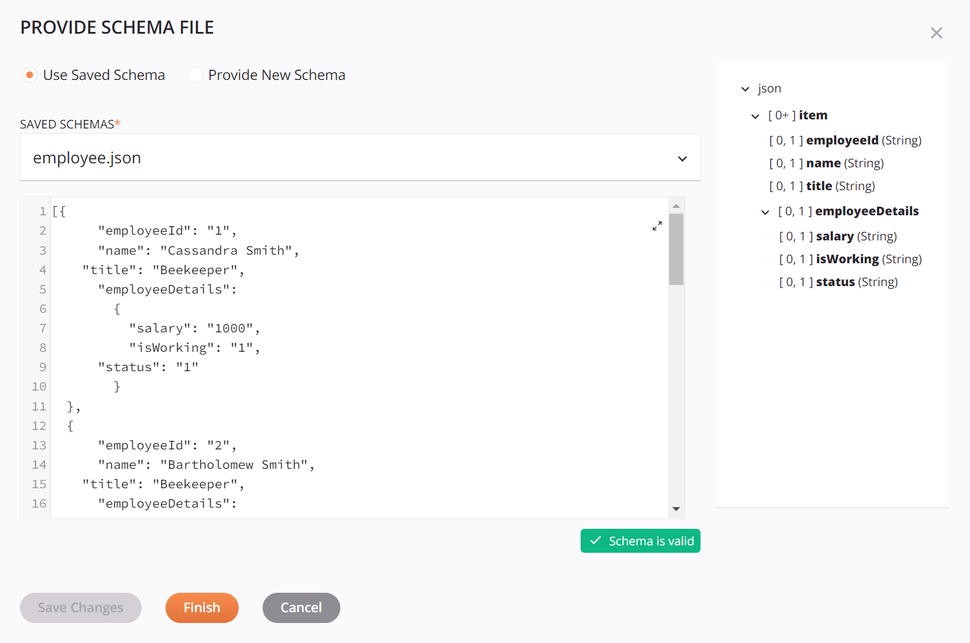 sample file saved schema