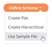 define el esquema y utiliza un archivo de muestra