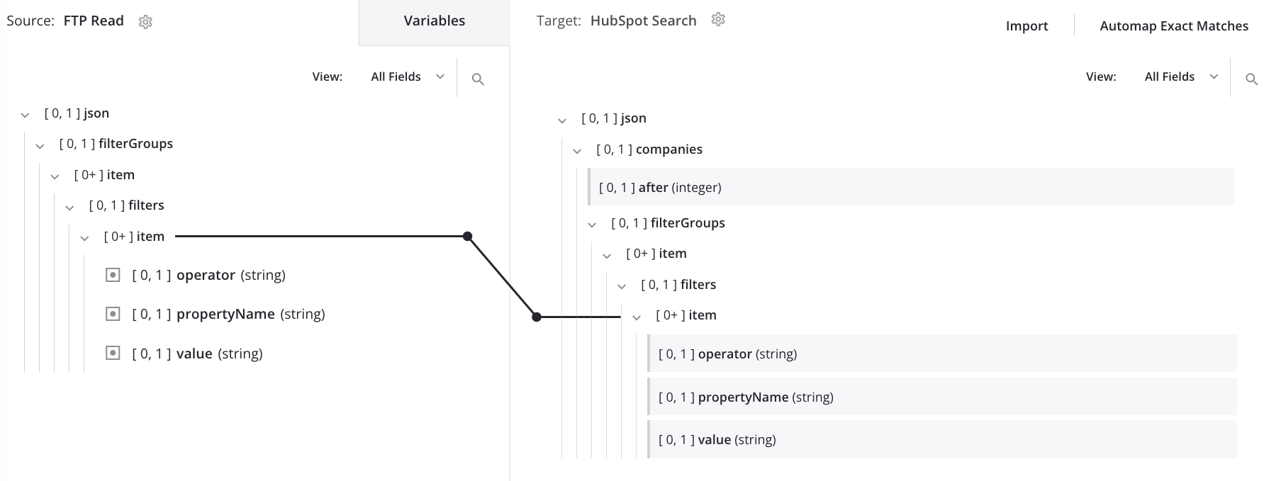 automap loop node result