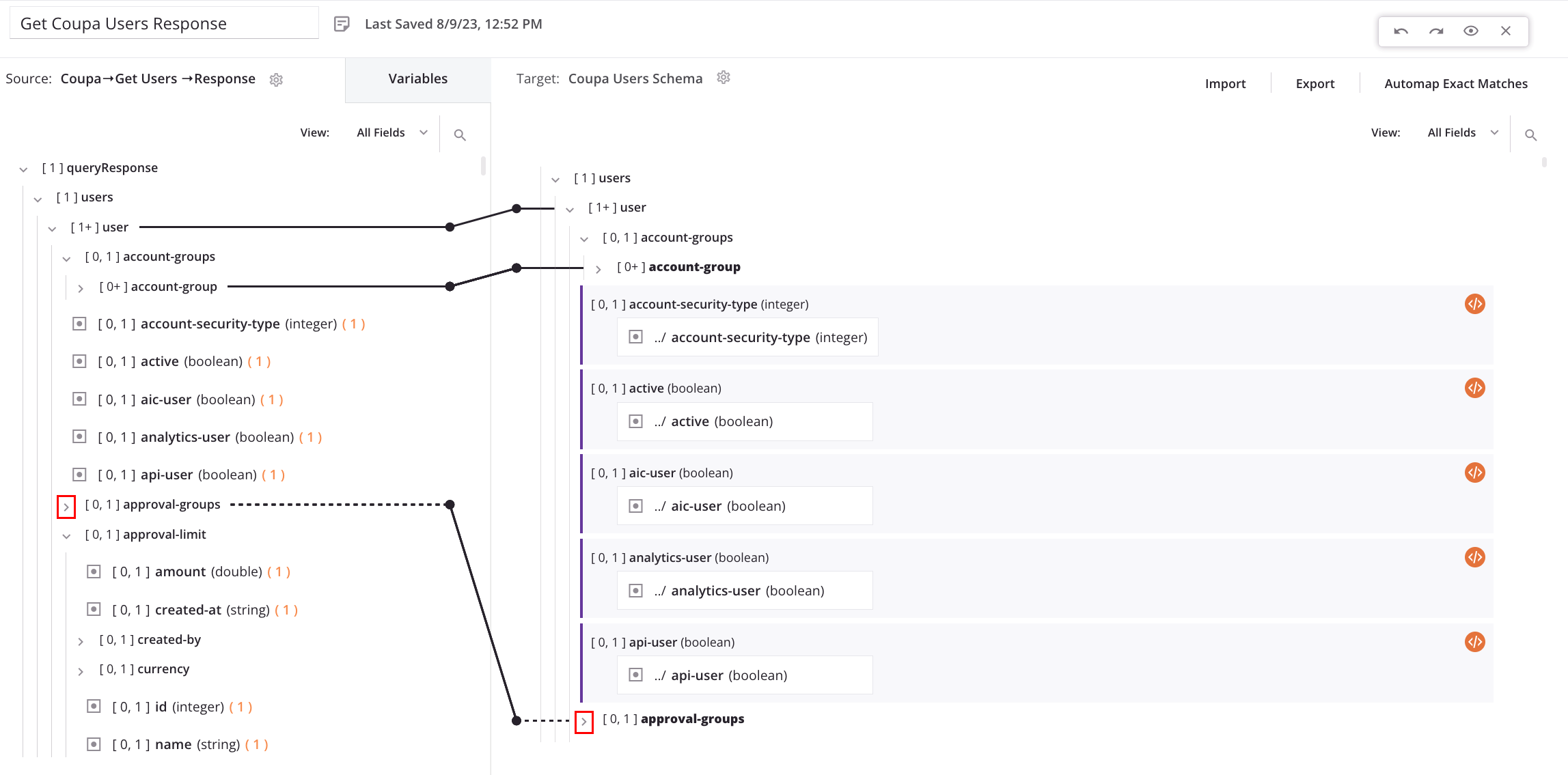 collapsed node iterator line