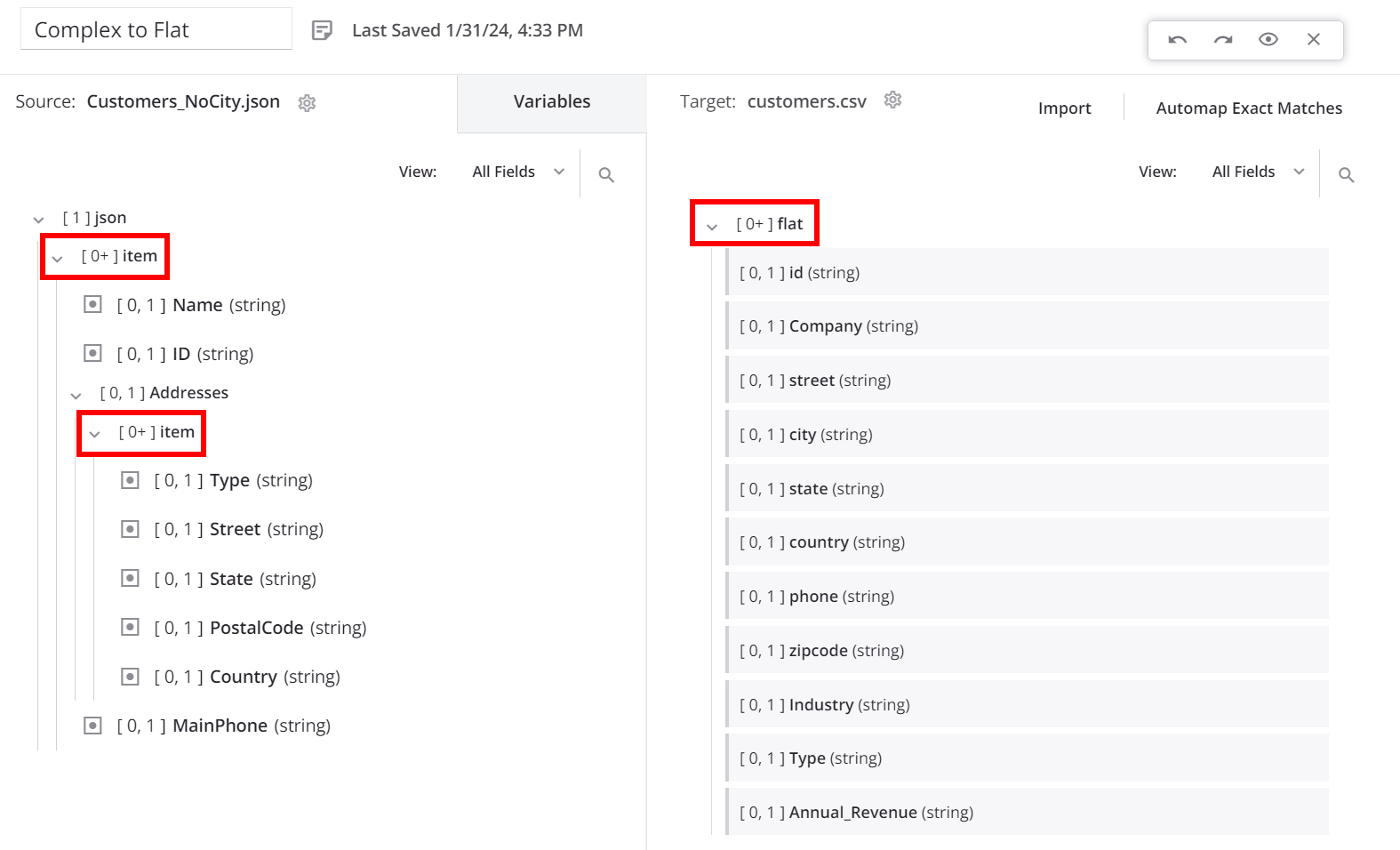 configuração do nó de loop