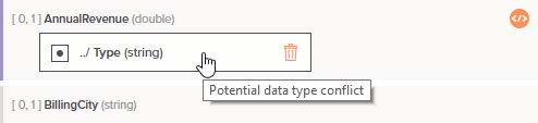 target field data type mismatch incompatibility hover