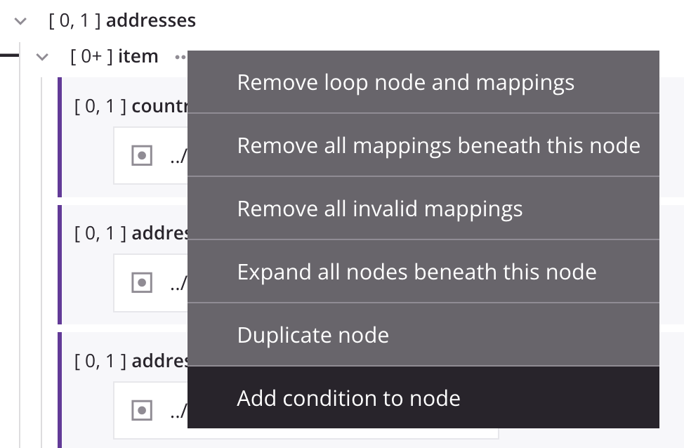 target node add condition