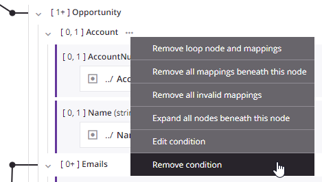 target node remove condition