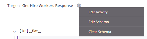 target schema actions menu