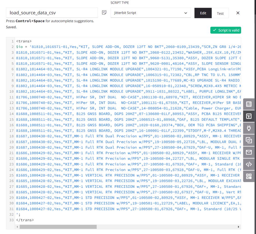 load source data CSV