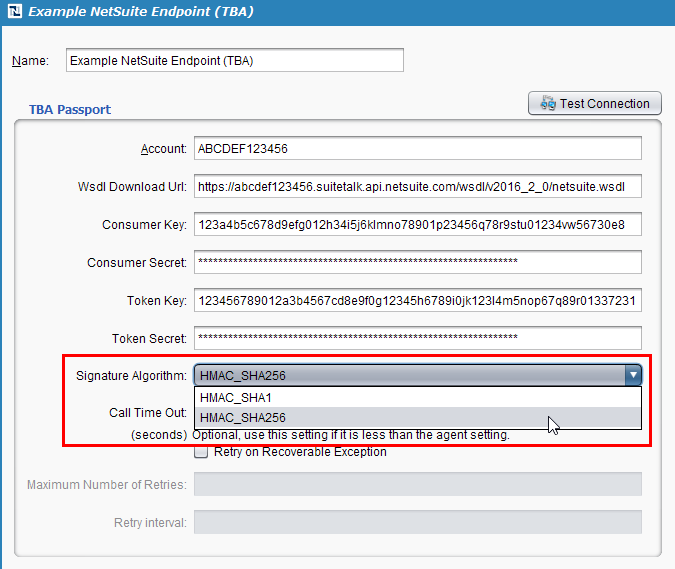 endpoint configuration TBA signature algorithm annotated