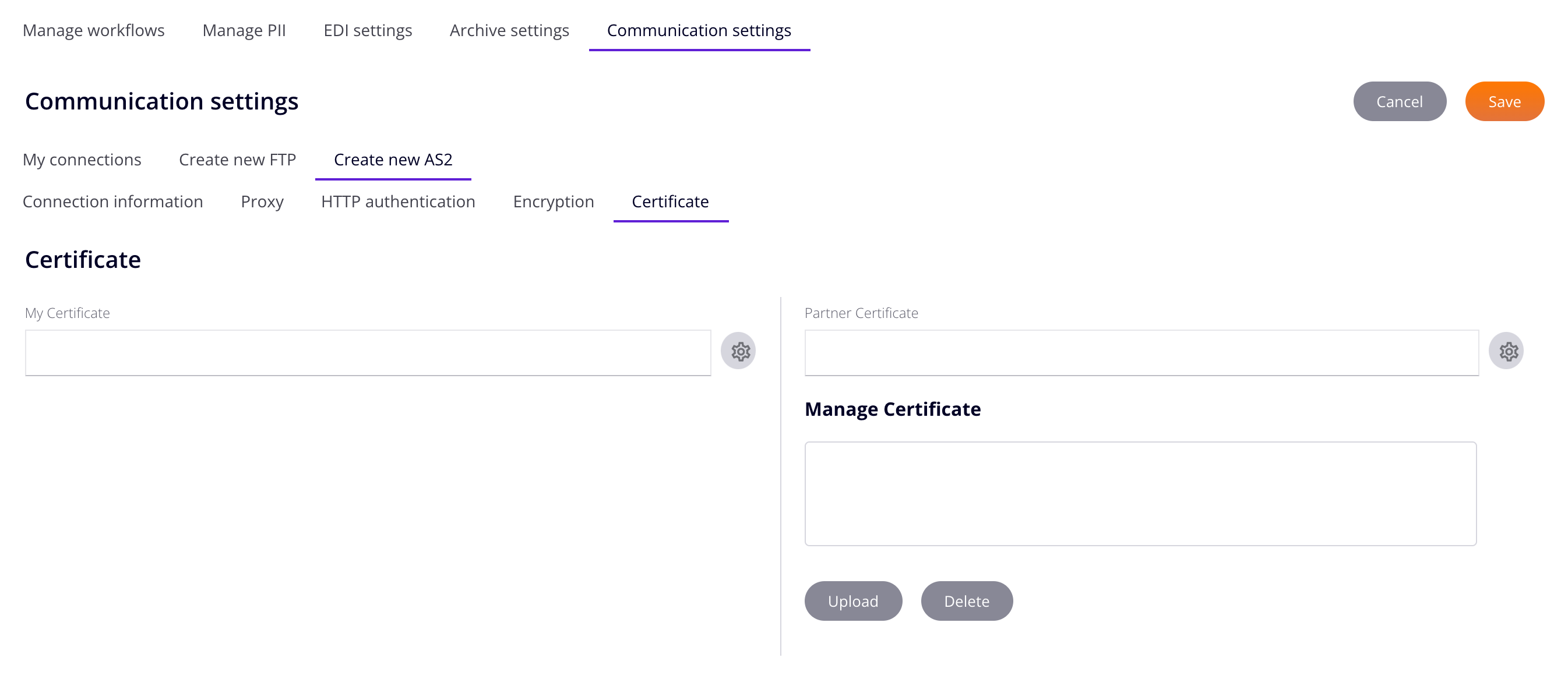 Manage partner certificate