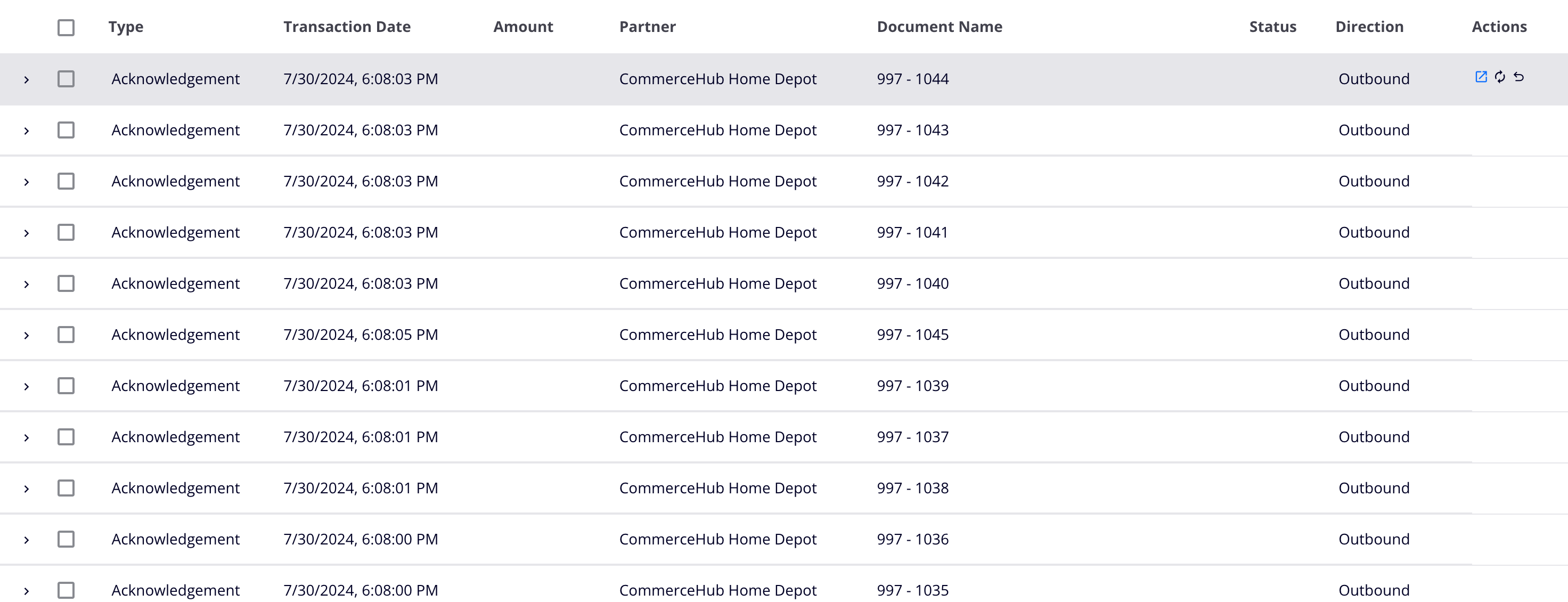 Transactions pane