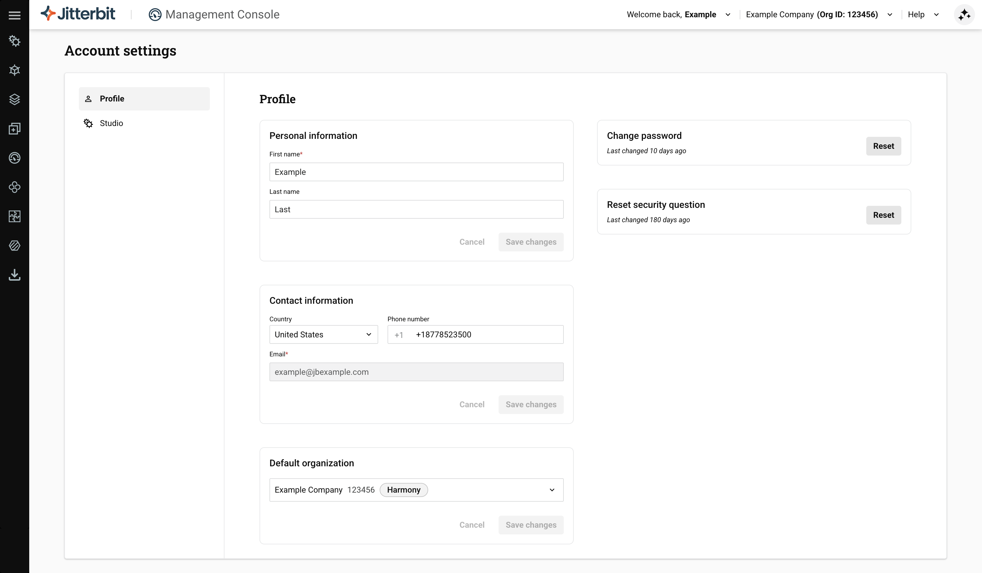 Account settings Profile tab