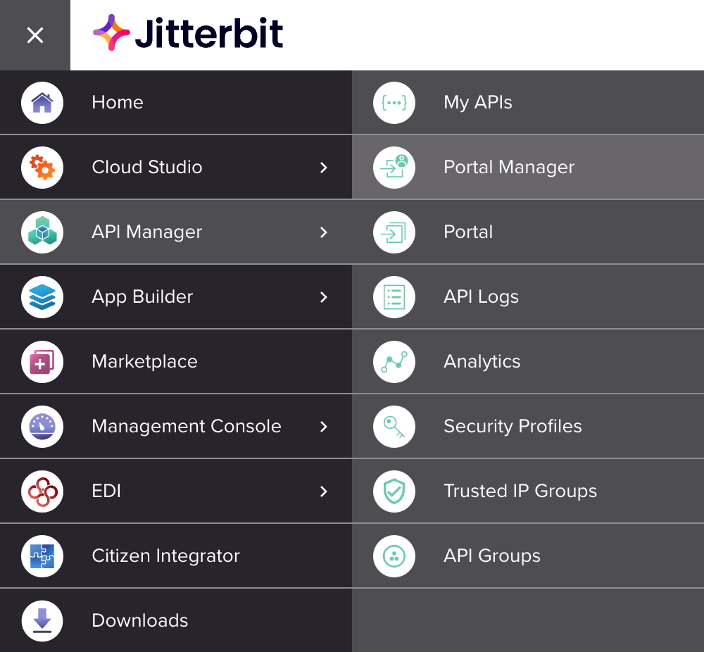 menú API Manager del portal