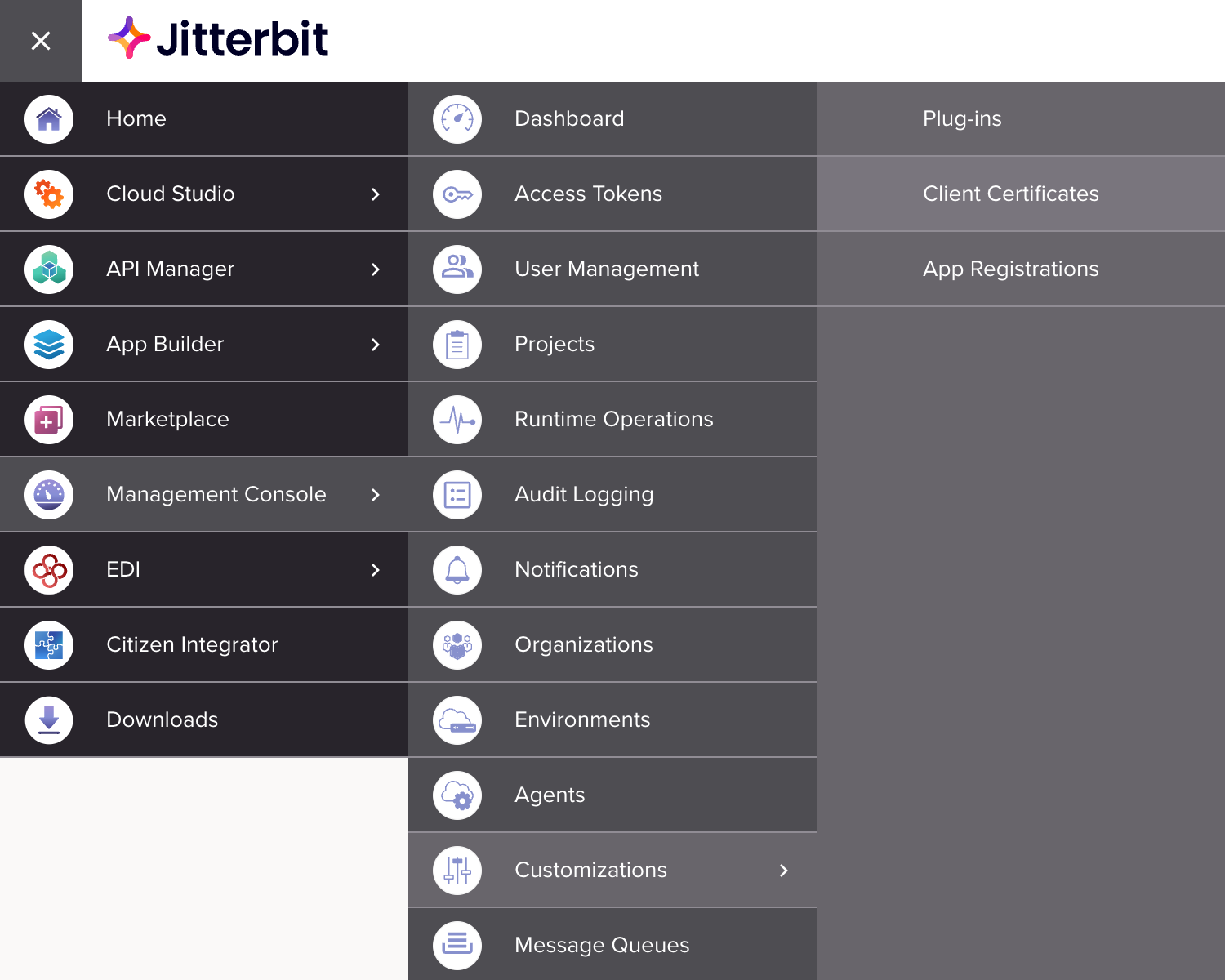 Certificados de cliente de personalizaciones de Management Console