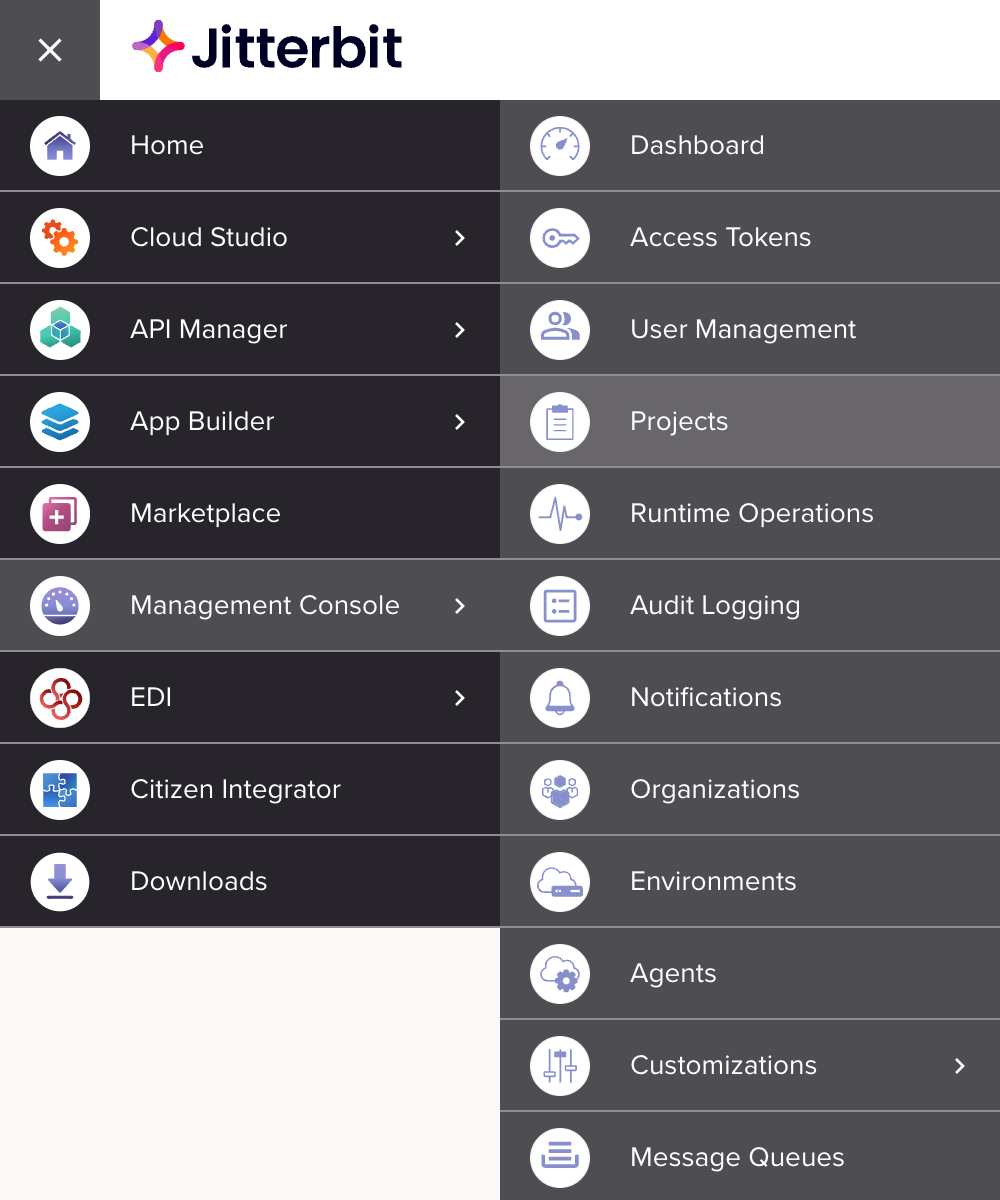 Projetos do Management Console