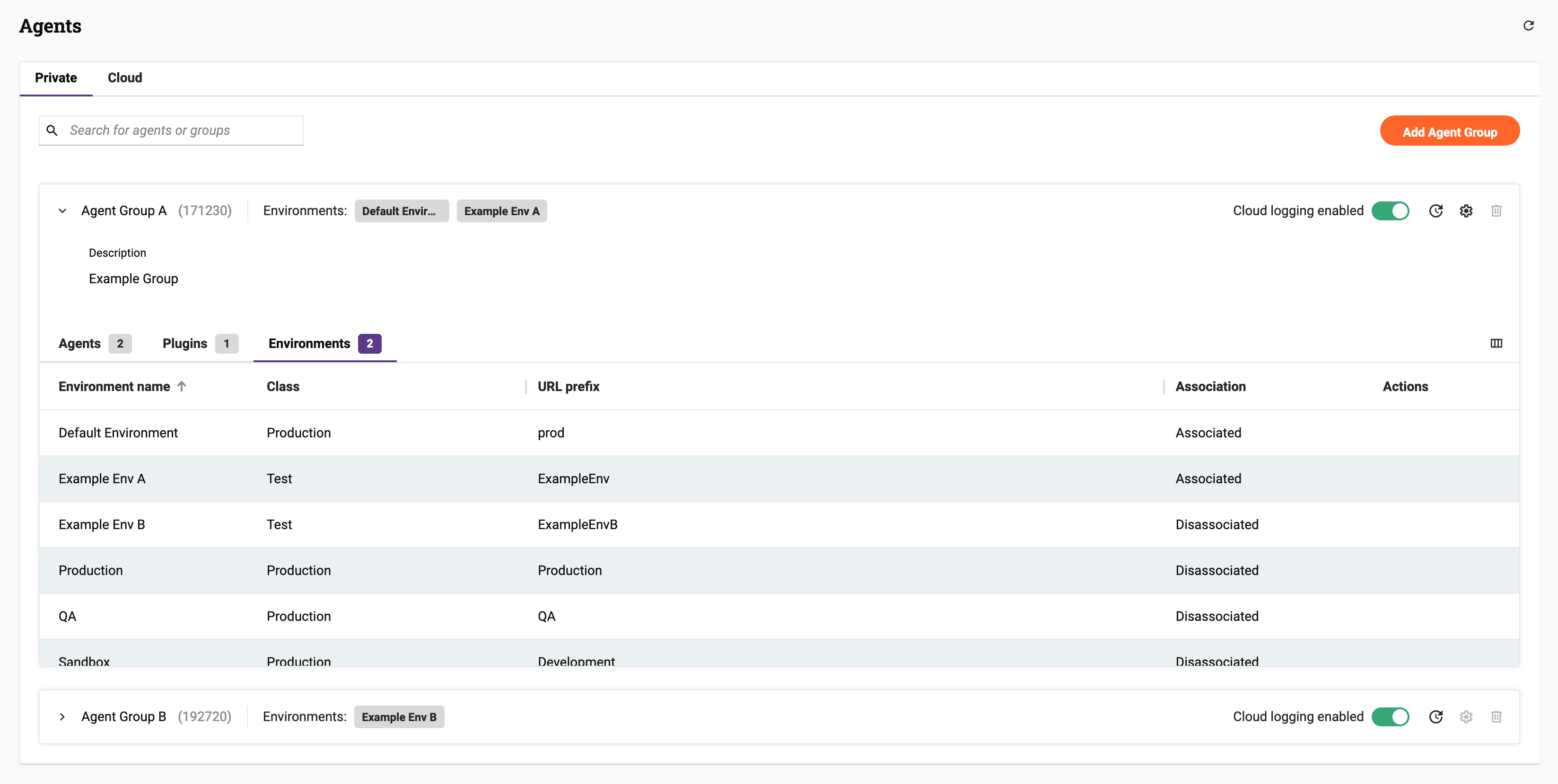 Agent Groups - Environments