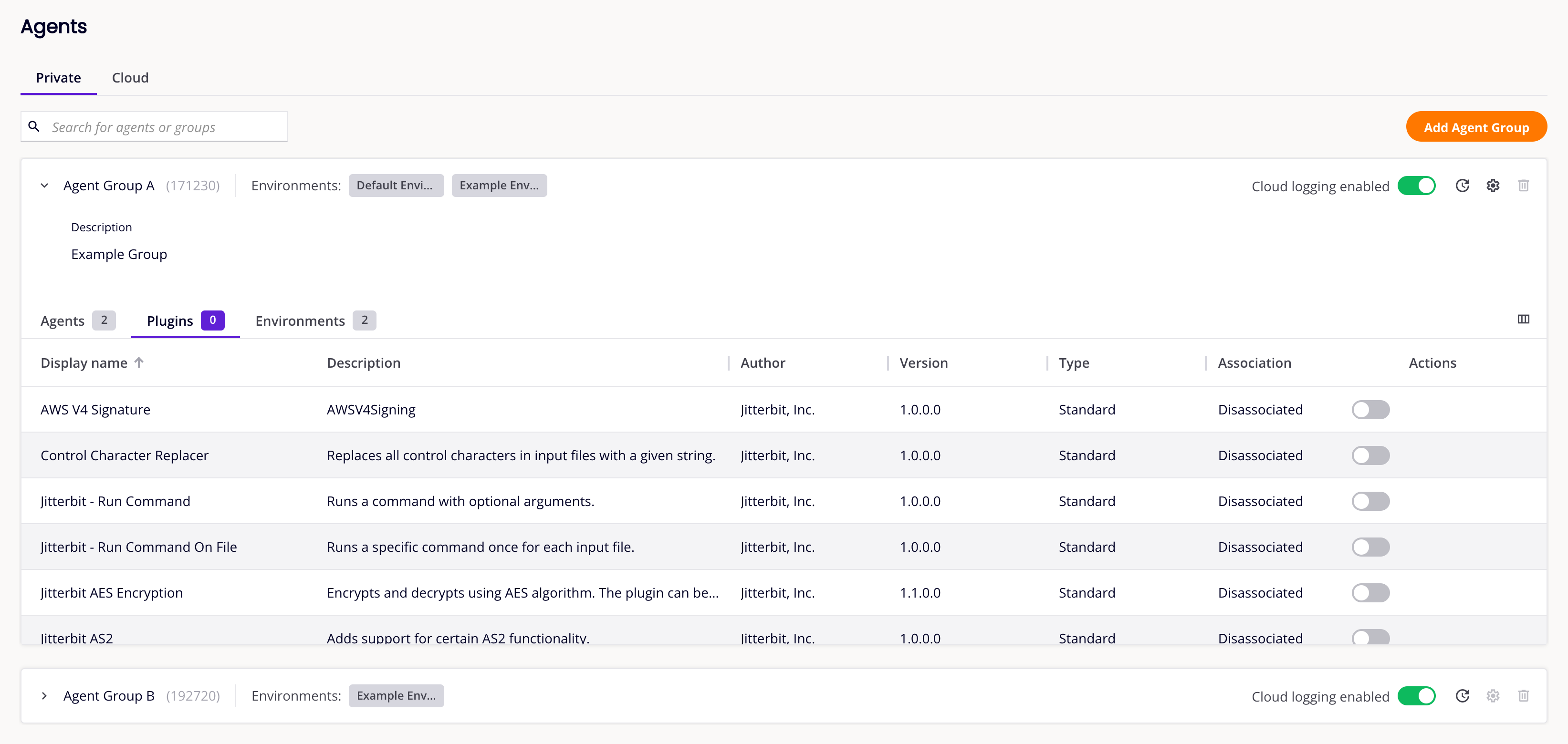 Agent Groups - Plugins
