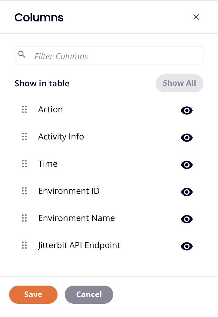 Columns settings