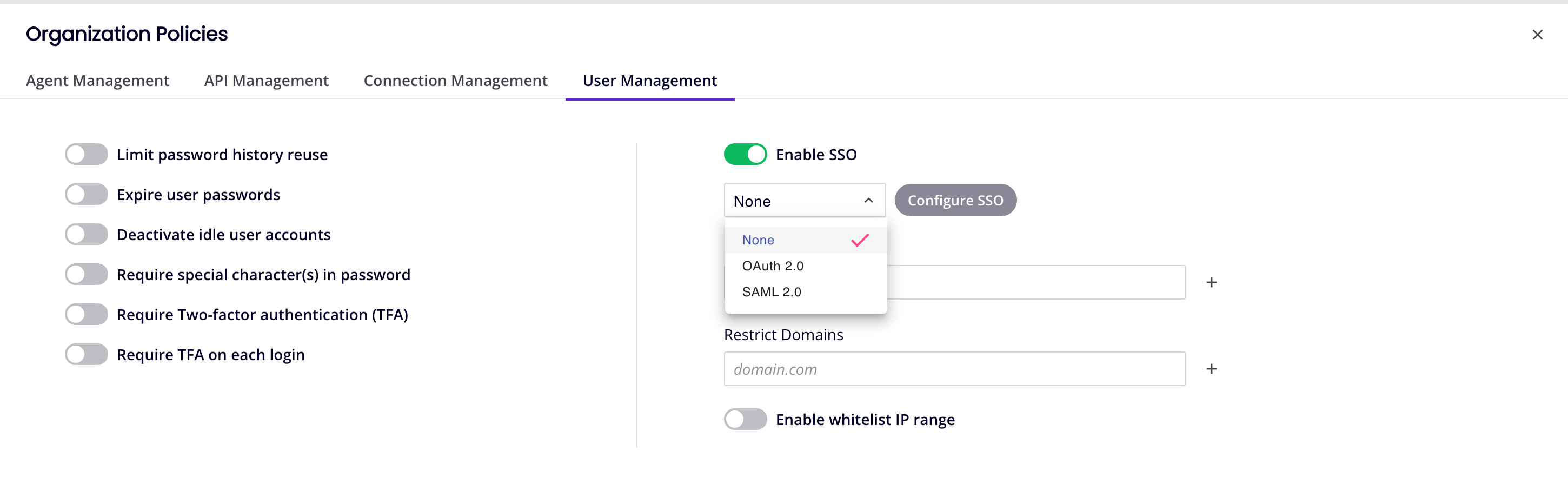 SSO menu