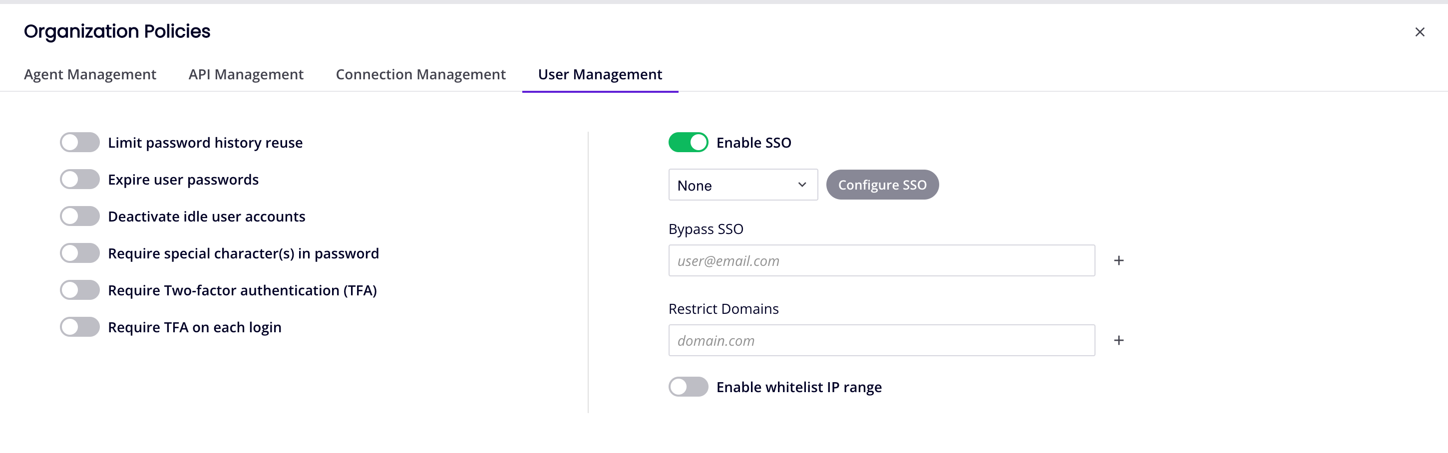 SSO menu